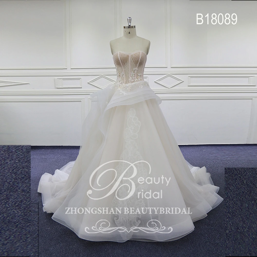 Custom made A-Line Wedding Dresses Beading Backless Sleeveless Bridal Gowns Vestido De Novias Wedding Dress B18089