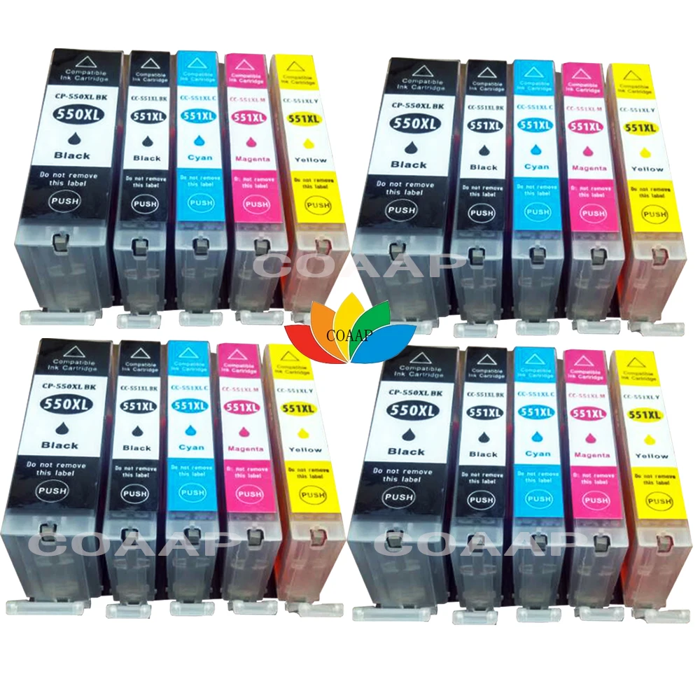 20 Compatible Canon 550 551 Ink Cartridges for Pixma MG5650 MG6650 MG7550 MX925 IP7250 IP8750 IX6850