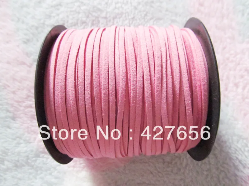 

3mm Wide Pink Korea Faux Suede Fabric Leather Cord String Rope,Premium Cashmere Suede,Necklace and Bracelet Cord,DIY Accessory