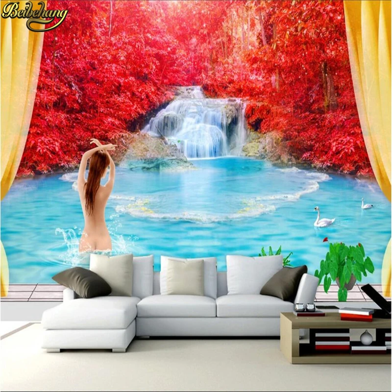 

beibehang papel de parede Custom Photo Wallpaper Mural Wallpaper Flying Maple Falls Mural Background Wall