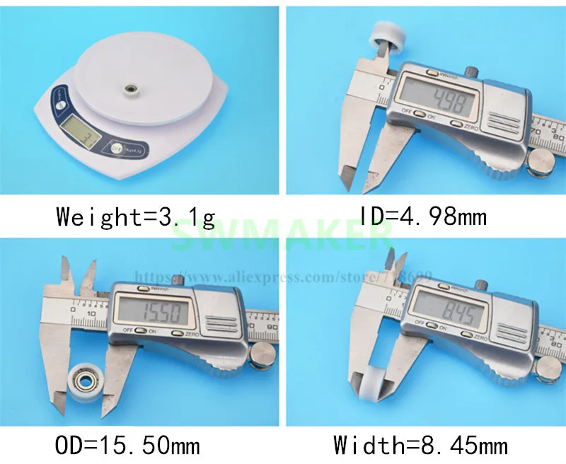 1 Pcs 5*15.5*8.5 Mm F Datar Roda Karet Bearing, Pulley, Roda Kecil Roda