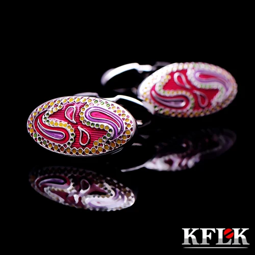 

KFLK Luxury 2020 shirt cufflinks for mens Brand cuff buttons enamel cuff links High Quality Art patterns abotoaduras Jewelry