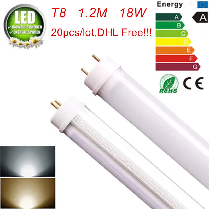 

High quality T8 18W AC110V/220V LED Tube 4ft 1.2m 1200mm LED Indoor light 20Pcs