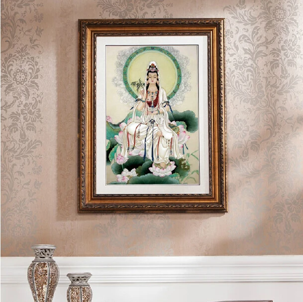 Needlework,DIY DMC Cross stitch,Sets Full Embroidery kits,Buddhism Goddess Guanyin Printed Cross-Stitch,Paint Wall Decoration