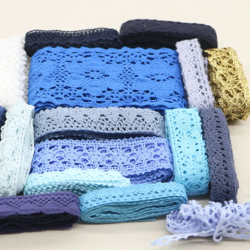 20 yards Blue and white series random delivery of high-quality cotton lace mix color home costume DIY materials