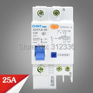 

Free Shipping Two years Warranty NXBLE-32 DZ47LE-32 C25 1P+N 25A 1 pole ELCB RCD earth leakage circuit breaker residual current