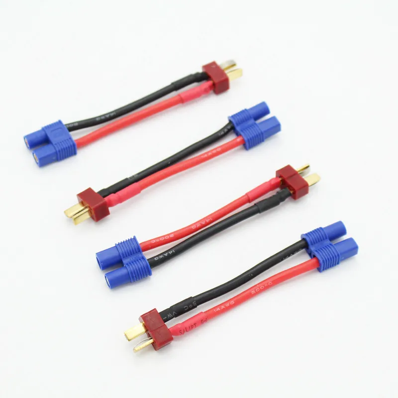 10pcs/lot 60mm,14AWG EC3 male connector to T plug male connector for RC toy