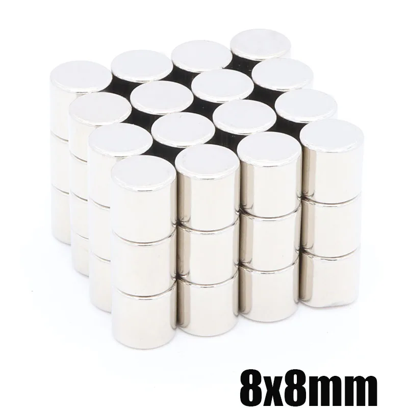 100Pcs 8X8 Mm Super Sterke Ronde Schijf De Imanes 8 Mm X 8 Mm Zeldzame Aarde Neodymium permanente Magneet Krachtige Magnetische Materialen