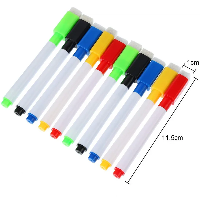 Magnetic Whiteboard Marker Pen White Board Dry wipe Fine Nib Pen with Eraser Rubber Magnetic Markers Brush Fridge Magnets