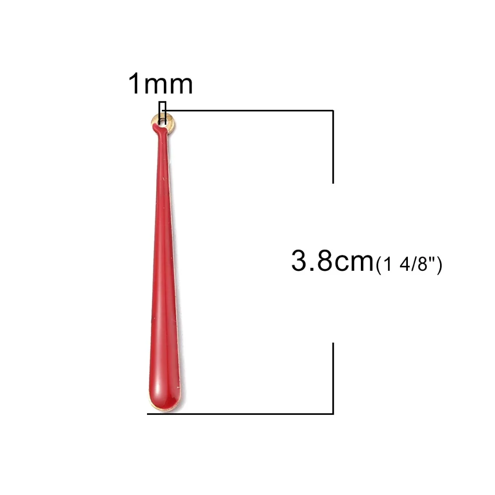 DoreenBeads Fashion Copper Enamelled Sequins Pendants Baseball Bat Brass Color Colorful Jewelry DIY Pendant 38mm x 4mm, 5 PCs