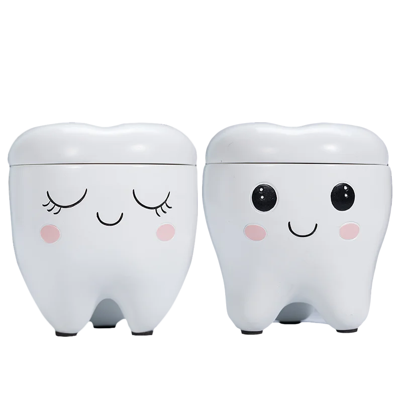 Resin Girl Boy Tooth Shape Design Tooth Storage Box For Newborn Deciduous Tooth Storage Box Organizer Milk Teeth For Baby Z746