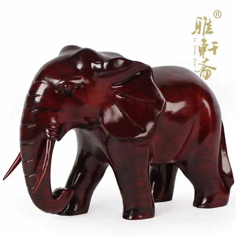 Zhai carved mahogany wood ornaments Gallery elephant wood like large pear wood decoration Feng Shui Home Furnishing pairing