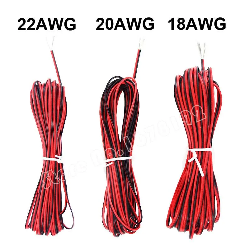 Imagem -03 - Pinos 18awg 20awg 22 Awg Vermelho Preto Led Cabo de Extensão Fio 100m