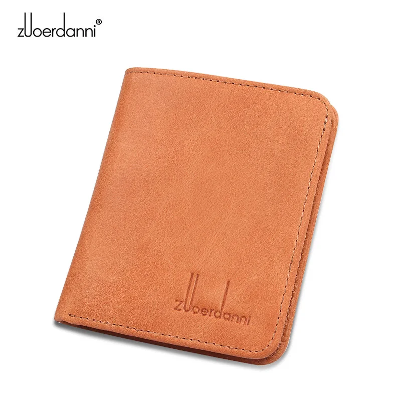 Ultra-thin mini wallet men short purse Retro leather vertical purses female slim wallet high quality A605-1