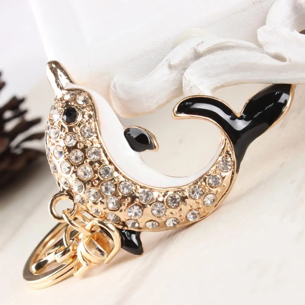 Dolphin Porpoise Crystal Purse Handbag Car Key Ring