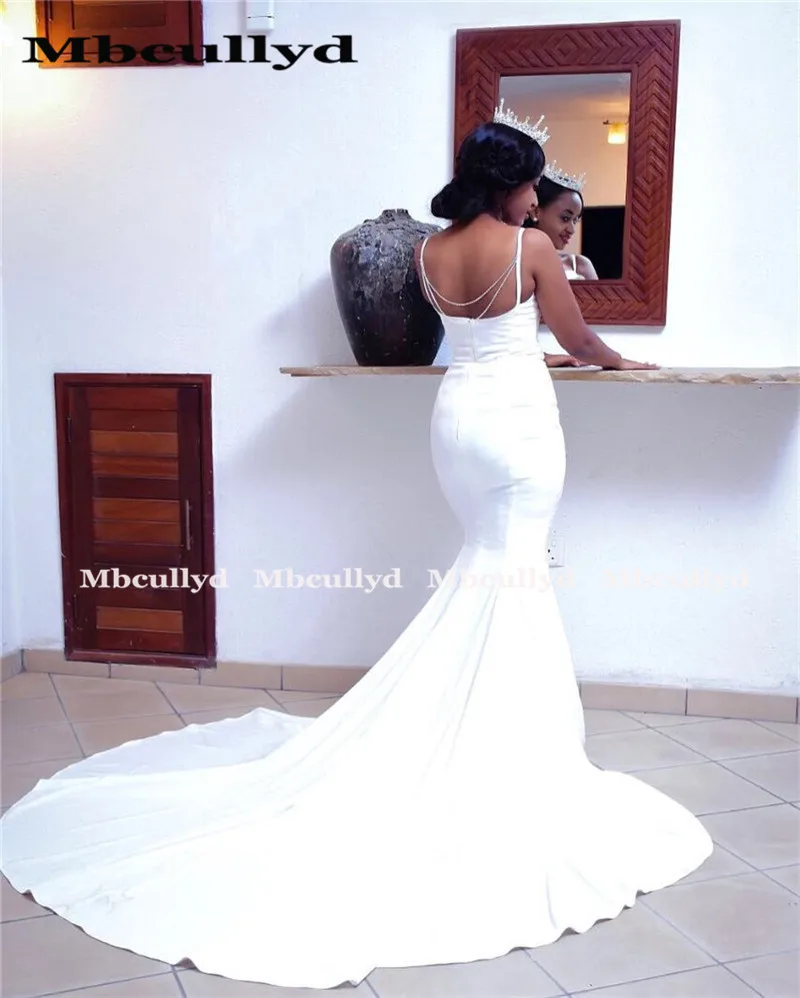 Mbcullyd Luxury Satin African Mermaid Wedding Dresses 2023 Long Court Train vestido de noiva Fashionable Plus Size Bridal Gowns