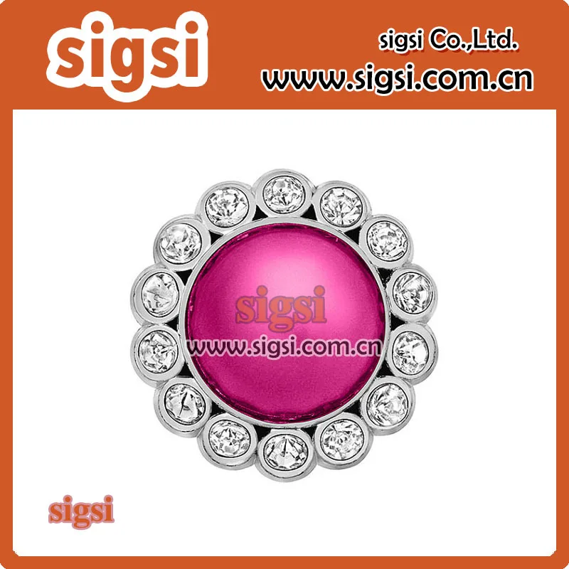 round pink crystal acrylic rhinestone button for shoes decoration