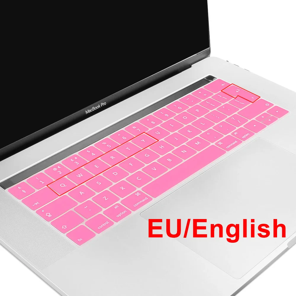 

EU English 2019 New Ultra Thin Silicone Keyboard Cover Skin For Macbook Pro 13 A1706 A1989 Pro 15 A1707 with TouchBar 2019 A1990