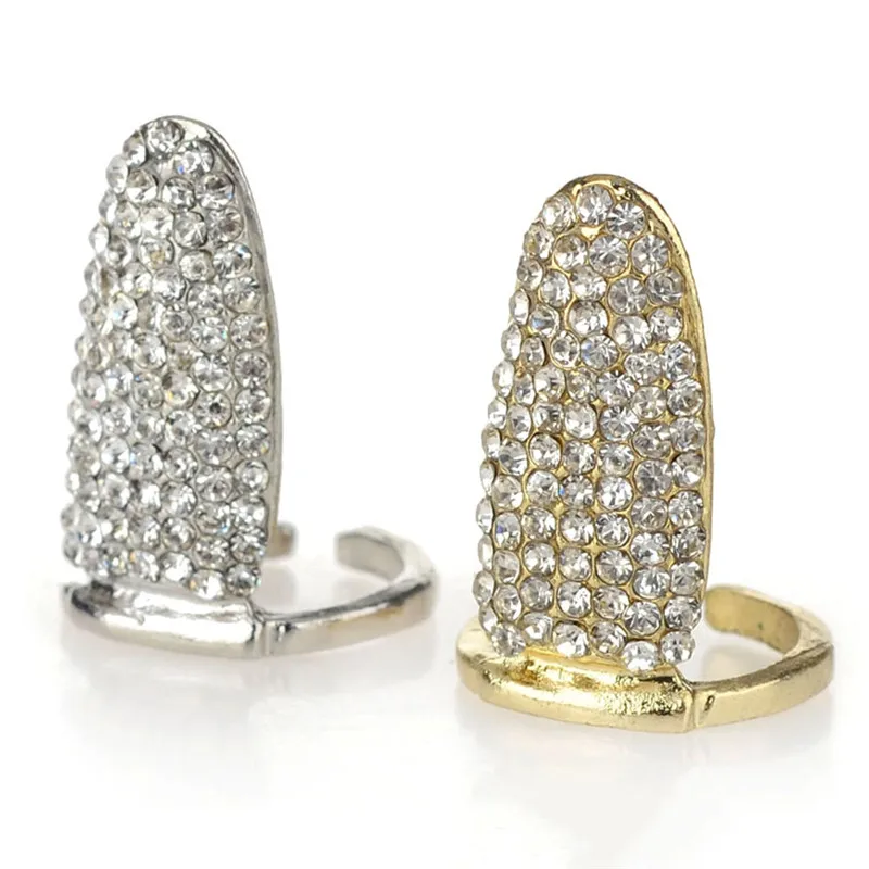 Sparkling Crown Bowknot Fingernail Midi Art Finger Tip Ring Adjustable Crystal Nail Rings For Women Jewelry Accessories