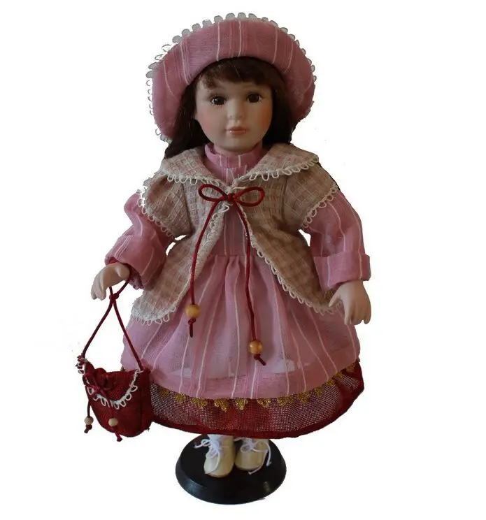 

40cm pink rural Field Village porcelain Leisur girl doll European ceramic doll style home decoration Christmas gifts