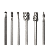 6 Pcs Tools set HSS High-Speed Steel Rotating Rotary File Grinding Head Electric Grinding Wood Carving Engraving Accessories