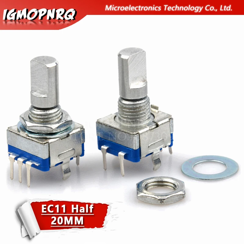 5PCS Half axis rotary encoder, handle length 15mm code switch / EC11 / digital potentiometer with switch 5Pin