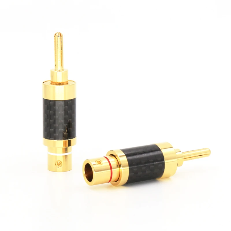 

4PCS Speaker Cable Banana Plug brass Gold Plated Carbon Fiber HI-END