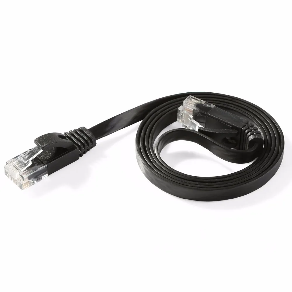 Cor branca/preta lisa do cabo rj45 do lan do remendo do cabo de rede dos ethernet do fio de cobre puro cat6 do cabo de 1.5m 5ft