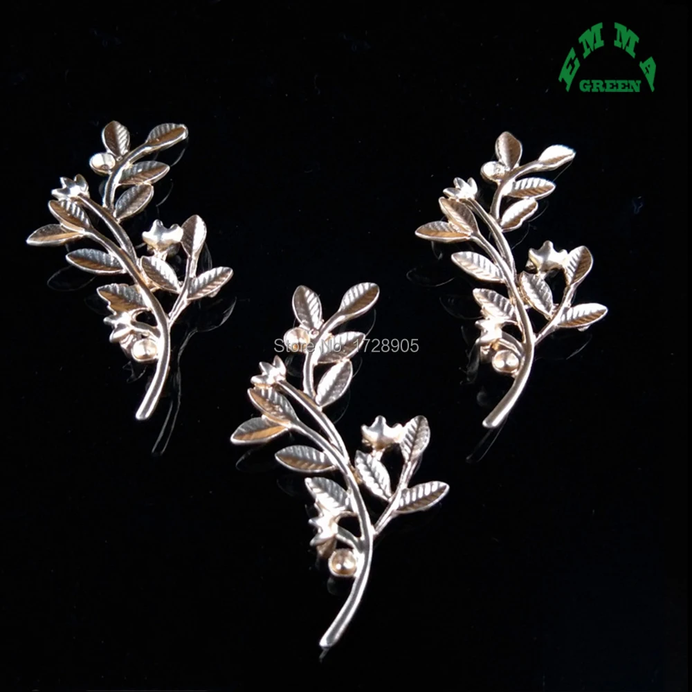 

Gold Leaf for Crystal Inlay for Wedding Bridal Jewelry Making 10 pcs big 56 mm big Leaves Jewelry making Finding