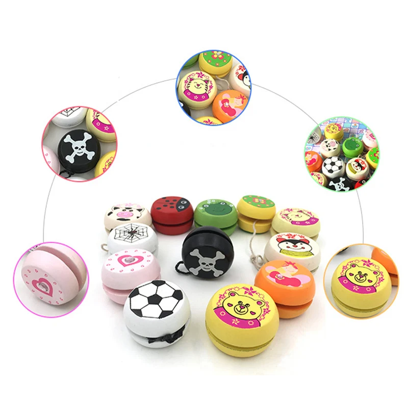 Children Yoyo Ball Cute Animal Prints Wooden Yoyo Toys Ladybug Toys Kids Yo-Yo Creative Yo Yo Toys For Children G0149