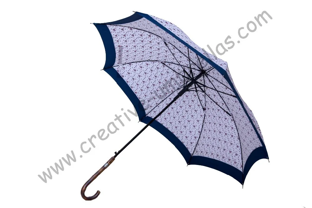 Straight rattan umbrellas,210T pongee Full  stars printed design,auto open,70T alloy shaft for bine parasols,vine handle+PAK