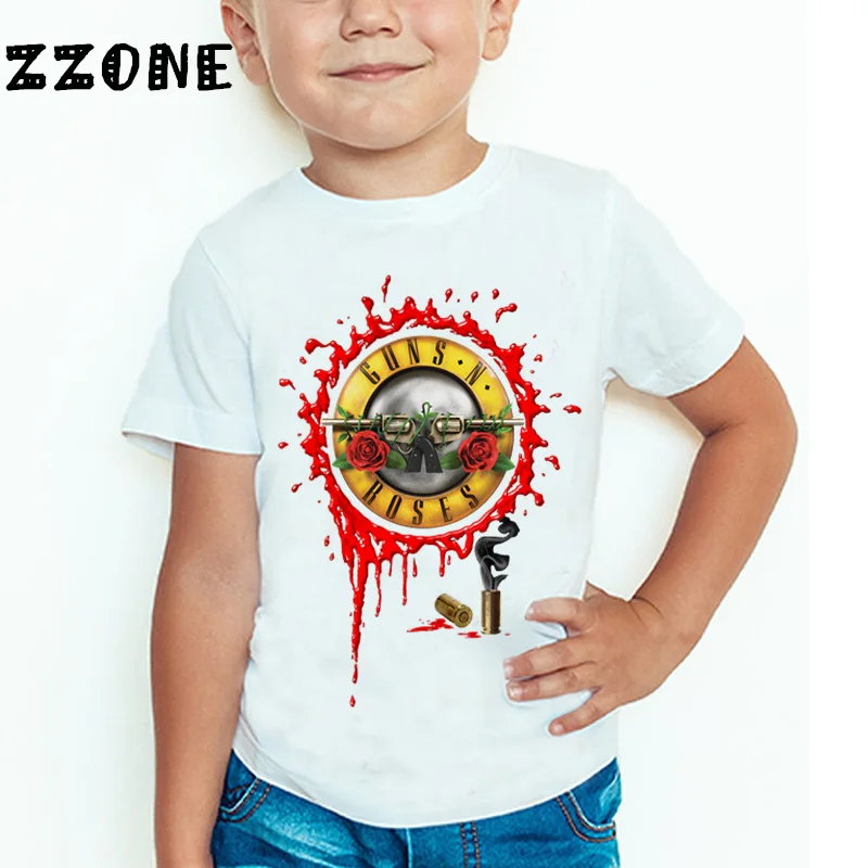 3T~9T Rock Band Gun N Roses Children's T shirt  Boys and Girls Kpop Music Short Sleeve Tops Kids Casual Clothes,HKP5196