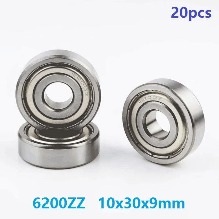 20pcs/lot 6200ZZ 6200-ZZ 6200 ZZ 2Z 10*30*9mm Deep Groove Ball bearing 10x30x9mm Ball Bearings