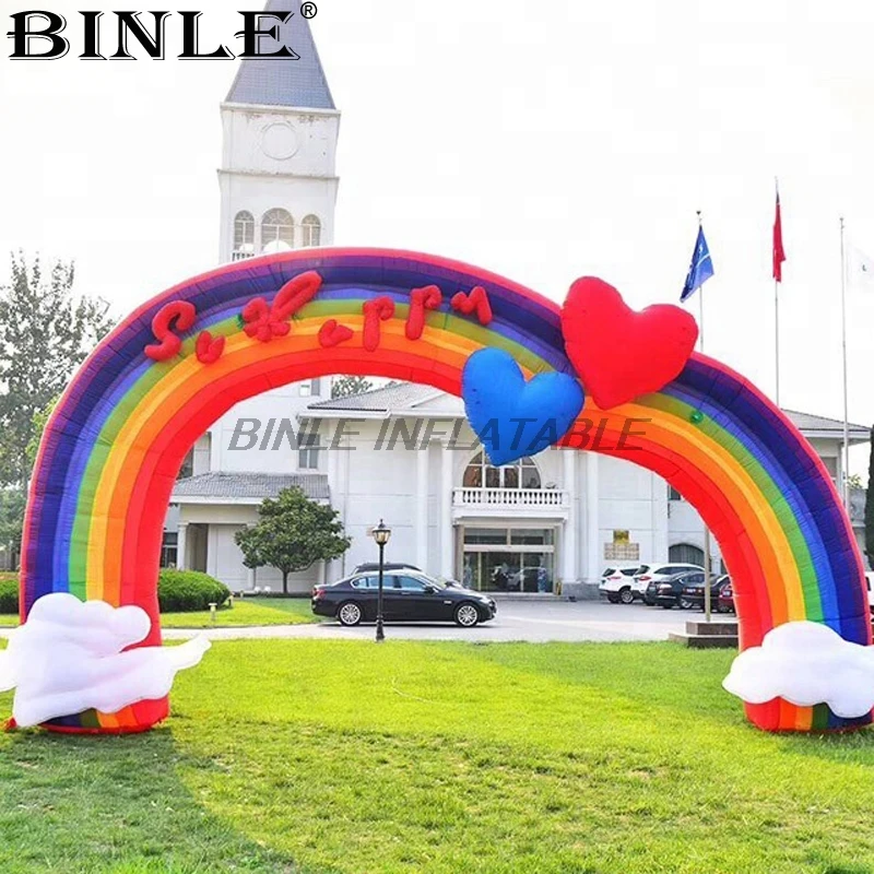 Cheap high quality 8mW colorful wedding event inflatable arch inflatable rainbow arch for rental business