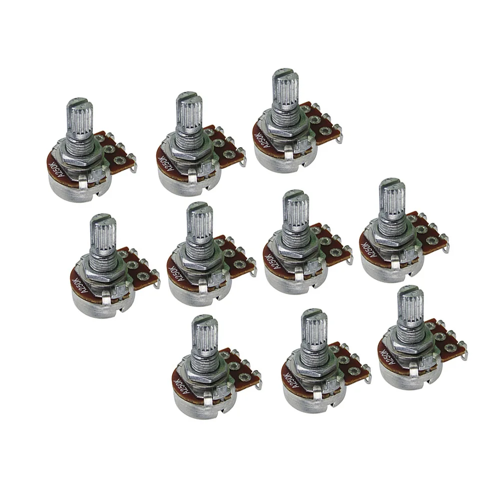 FLEOR 12pcs Short Shaft Mini Guitar Potentiometers A250K Audio Taper Pots 250k for Guitar Parts