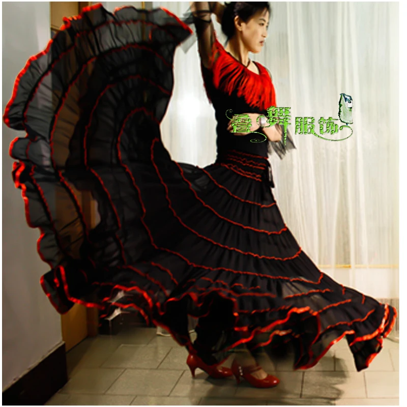2024 Female Clothing Dance FULL CIRCLE 7XL 8XL Black Chiffon Tulle Gypsy BOHO Pleated Skirt Summer Plus Large Size Womens Skirts
