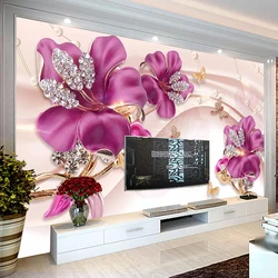 Papel de parede personalizado 3D estereoscópico flor Mural, sala, TV fundo, pintura decorativa, foto Wallpaper