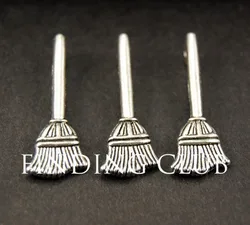 50 pcs  Silver Color Charm Pendants Besom/Broom Charm DIY Metal Jewelry Making 23x10mm A768