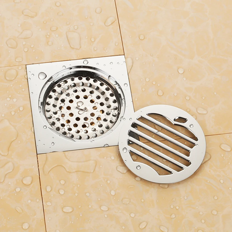 New chrome solid brass 100 x 100mm square anti-odor floor drain bathroom shower drain-M8466