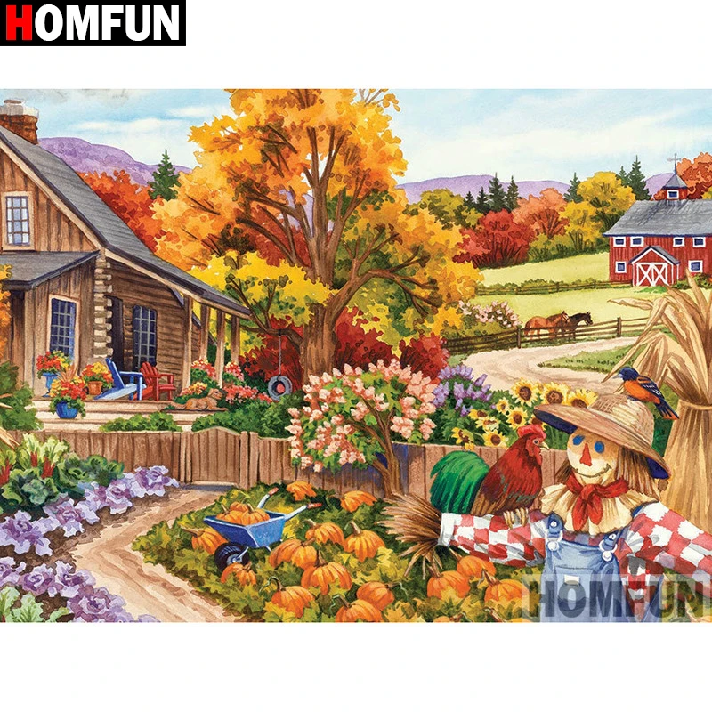 

HOMFUN Full Square/Round Drill 5D DIY Diamond Painting "House landscape" Embroidery Cross Stitch 3D Home Decor Gift A13036