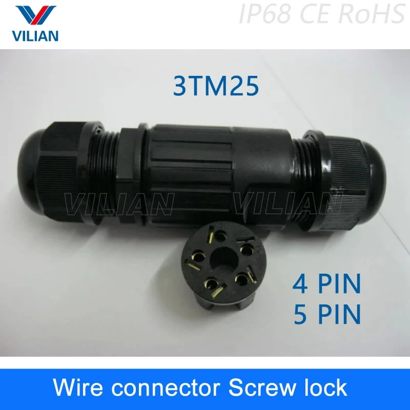 Waterproof 4Pin 5Pin Electrical Cable T Connectors Quick Splice Screw Lock Wire terminals easy fit for LED strip