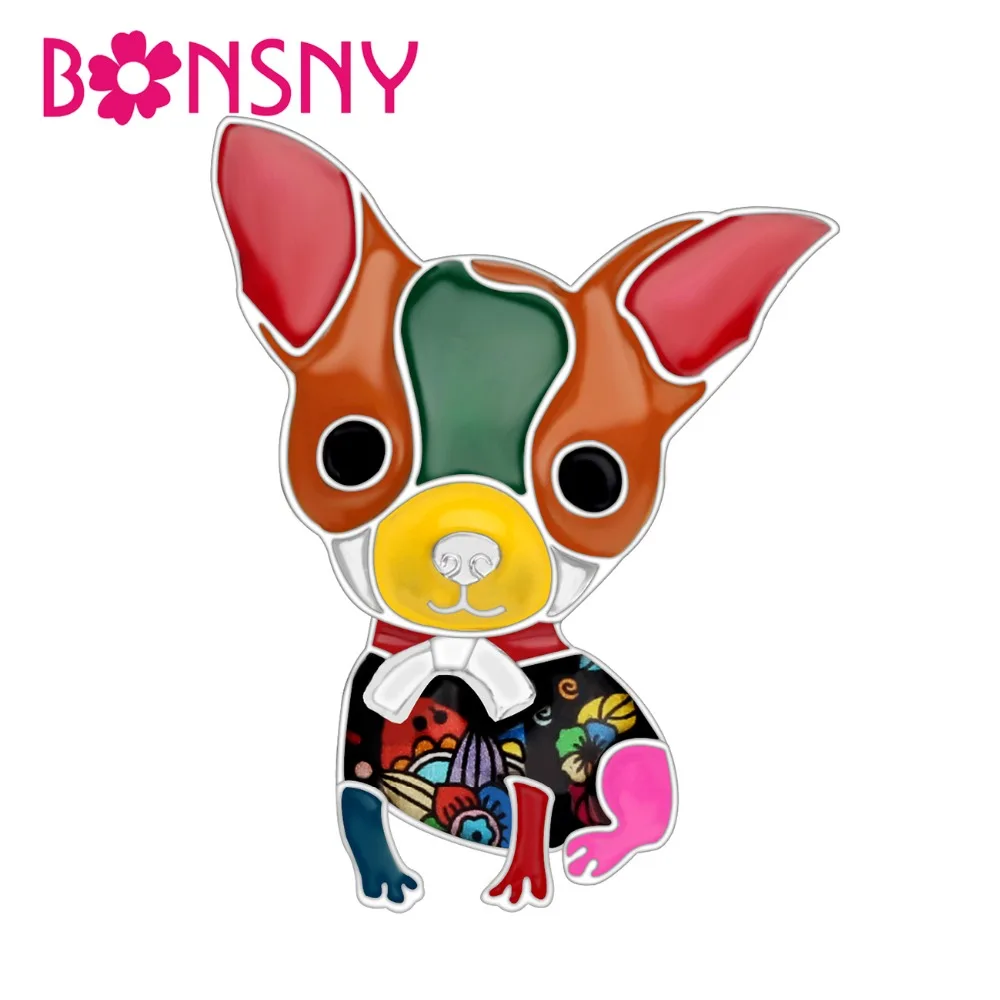 

Bonsny Enamel Alloy Anime Chihuahua Dog Brooches Cute Animal Jewelry Pin For Scarf Clothes Women Girl Decoration Pet Lovers Gift