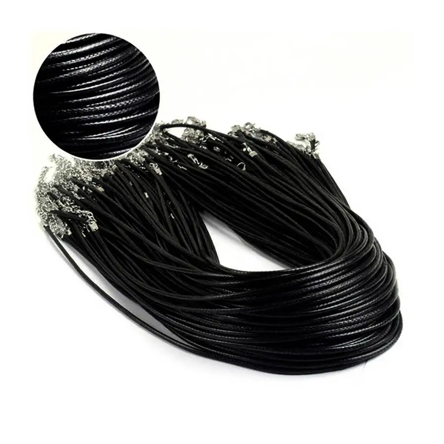 Wholesale 100pc/lot DIY Black Leather Chain Necklace Women Handmade Wax Cord Rope Necklace For DIY Jewelry Making Accessories