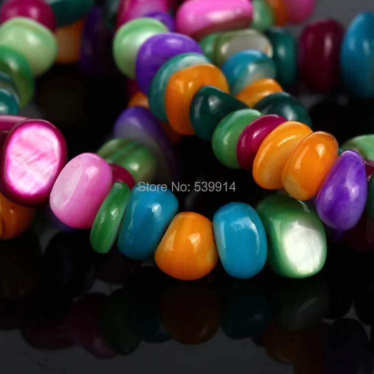 

40CM Length Multicolor 5-10MM 4String Natural Colored Irregular American Mother Of Pearl Shell Beads Spacer Beading For Jewelry