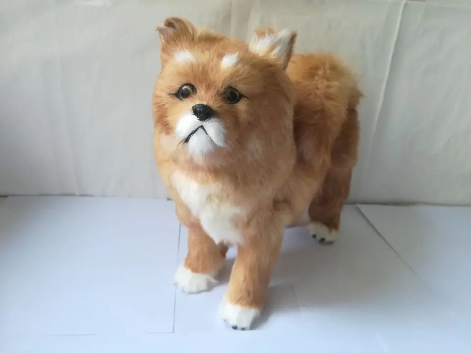 

large 26x25cm simulation pekingese hard model prop polyethylene&furs brown dog handicraft home decoration gift s2627