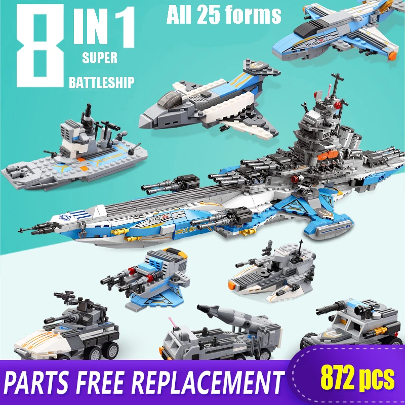 XINGBAO 13001 8in1 Super Universe Battleship Building Blocks Bricks Excavator Blocks  with Figure Standard for Kid's Toys