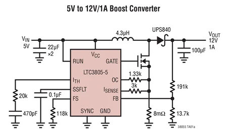 LTC3805 LTC3805EDD-5 LTC3805IDD-5 - Adjustable Frequency Current Mode  Boost/SEPIC DC/DC Controller