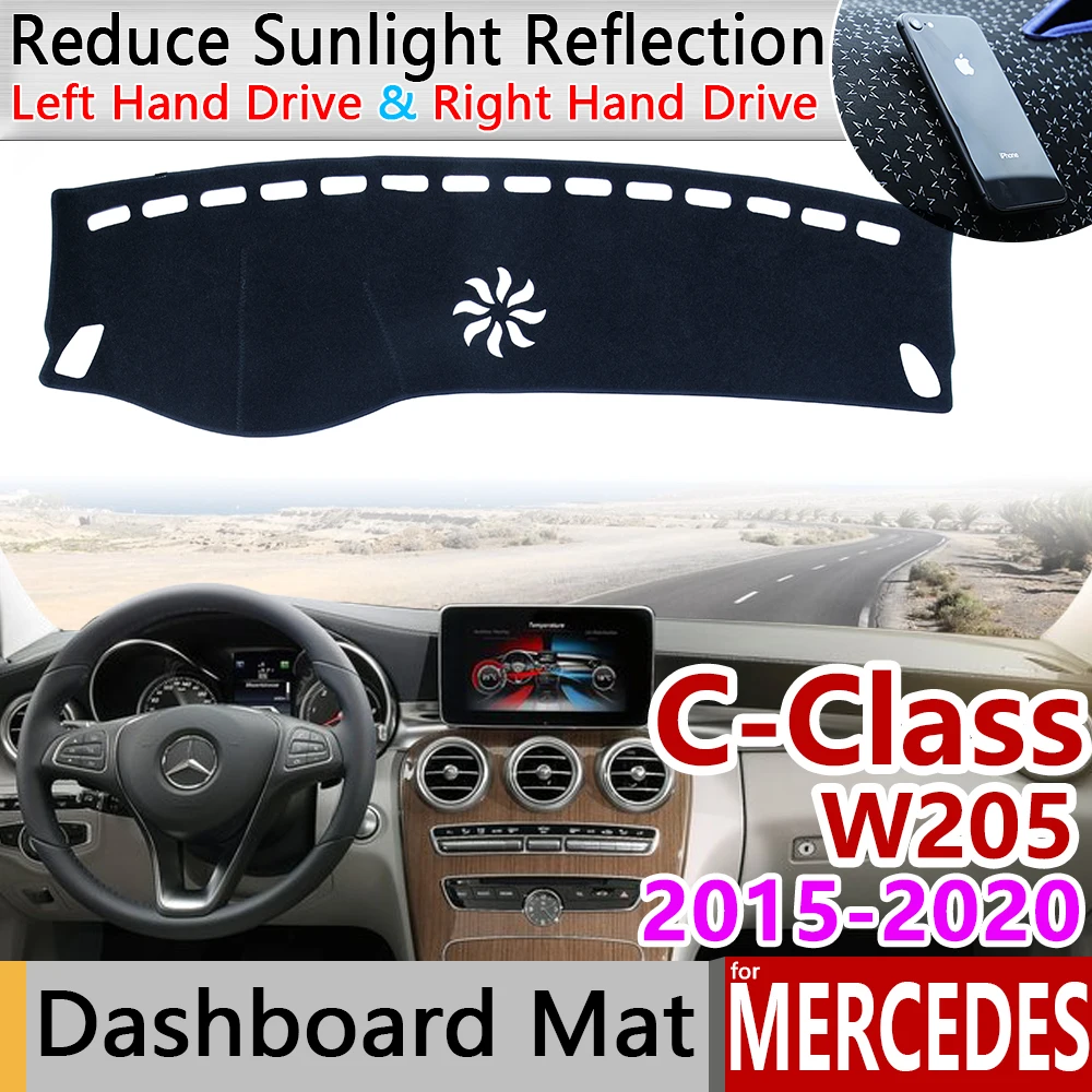 for Mercedes Benz C-Class W205 Anti-Slip Mat Dashboard Pad Sunshade Dashmat Carpet Accessories C-Klasse C180 C200 C220 C250 C300