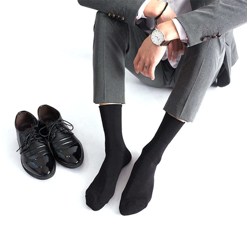 Calcetines largos de fibra de bambú para hombre, medias transpirables de vestir, informales, de negocios, para regalo, lote de 10 Size39-45