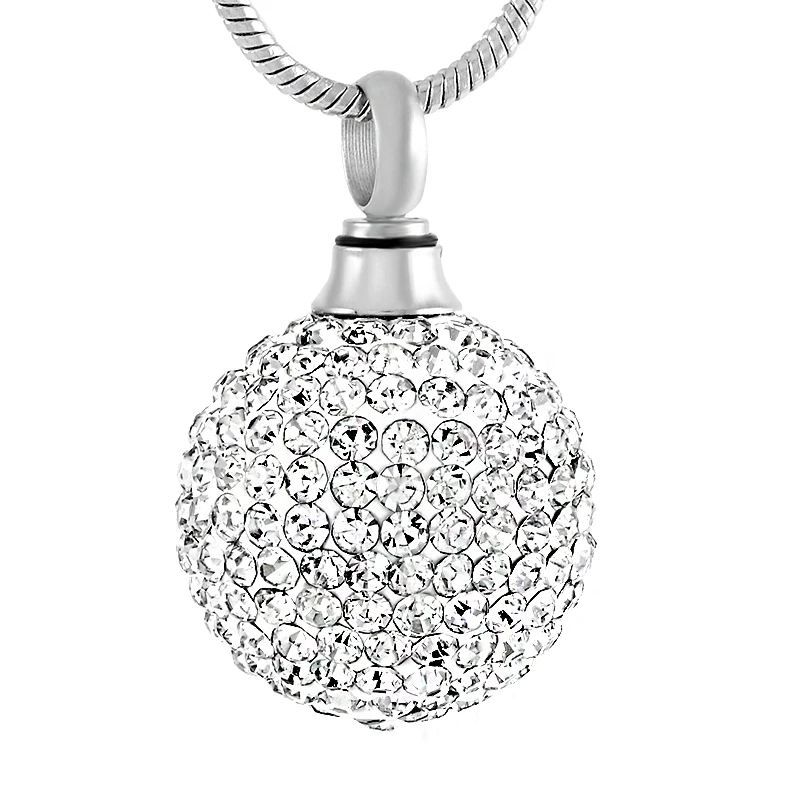 

Colorfly Crystal Ball Cremation Urn Necklace Women Charm,Stainless Steel Funeral Keepsake Jewlery Ashes Necklace - Free Funnel